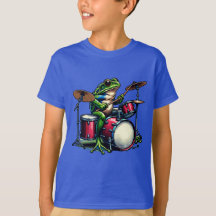 Funny Cartoon Frog Spelen De Drums