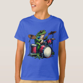 Funny Cartoon Frog Spelen De Drums T-shirt