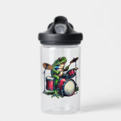Funny Cartoon Frog Spelen De Drums Waterfles (Voorkant)