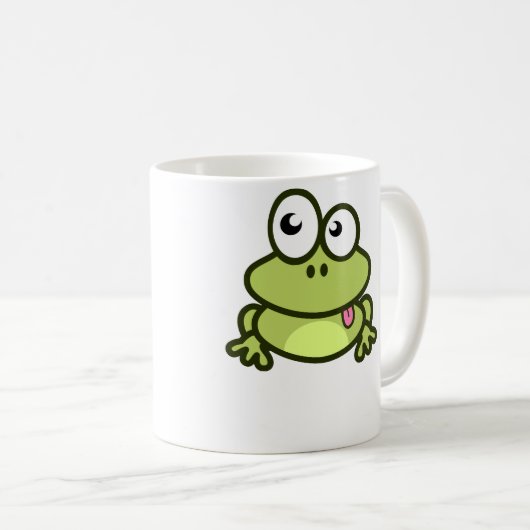 Funny Cartoon Frog - White Coffee Mok (Voorkant rechts)