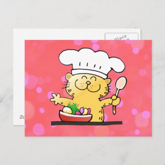 Funny Cartoon | Funny Kat Chef Briefkaart (Voorkant / Achterkant)