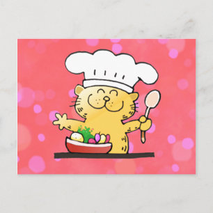 Funny Cartoon   Funny Kat Chef Briefkaart