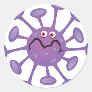 Funny Cartoon Germ Bacteria Ronde Sticker