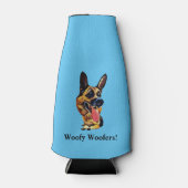 Funny Cartoon German Shepherd Bottle Cooler (Voorkant)