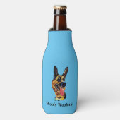 Funny Cartoon German Shepherd Bottle Cooler (Fles Voorkant)