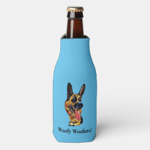 Funny Cartoon German Shepherd Bottle Cooler