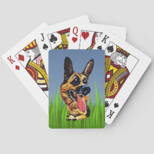 Funny Cartoon German Shepherd Palling Cards Pokerkaarten