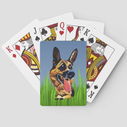Funny Cartoon German Shepherd Palling Cards Pokerkaarten (Achterkant)