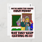 Funny Cartoon - Gezinnen en kinderen die thuiskome Briefkaart (Voorkant / Achterkant)