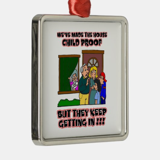 Funny Cartoon - Gezinnen en kinderen die thuiskome Metalen Ornament (Rechts)