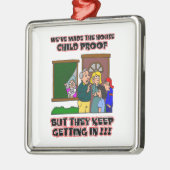 Funny Cartoon - Gezinnen en kinderen die thuiskome Metalen Ornament (Links)