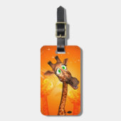 Funny cartoon giraffe bagagelabel (Voorkant verticaal)