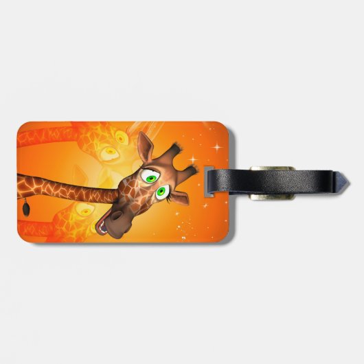 Funny cartoon giraffe bagagelabel (Achterkant horizontaal)