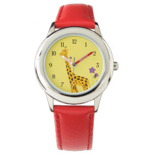 Funny Cartoon Giraffe Roller Skating Kinderen Horloge
