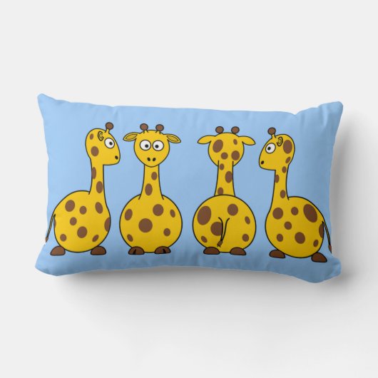 Funny Cartoon Giraffes op Blue Children's Custom Kussen (Achterkant)