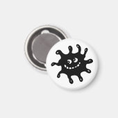 Funny Cartoon glimlachend zwart-wit Magneet (Voorkant / Achterkant)