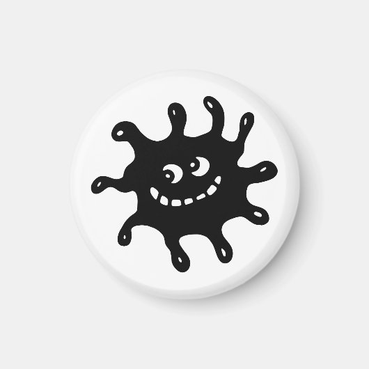 Funny Cartoon glimlachend zwart-wit Magneet (Voorkant)