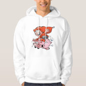 Funny Cartoon Gnome Riding Flying Pig Hoodie (Voorkant)