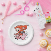 Funny Cartoon Gnome Riding Flying Pig Papieren Bordje (Feest)