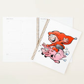 Funny Cartoon Gnome Riding Flying Pig Planner