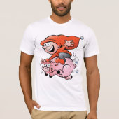 Funny Cartoon Gnome Riding Flying Pig T-shirt (Voorkant)