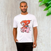 Funny Cartoon Gnome Riding Flying Pig T-shirt