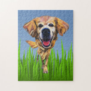 Funny Cartoon Golden Retriever 252 Piece Puzzle Legpuzzel