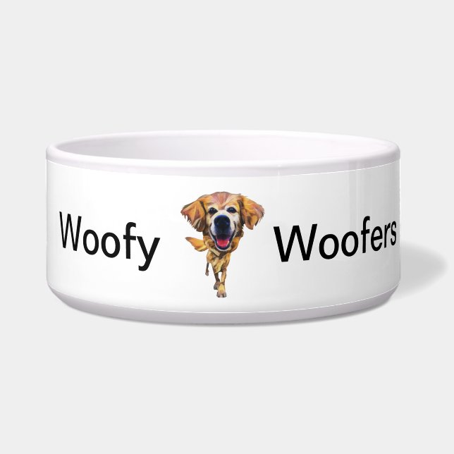 Funny Cartoon Golden Retriever Dog Bowl Voerbakje (Voorkant)