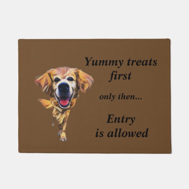 Funny Cartoon Golden Retriever Doormat Deurmat (Voorkant)
