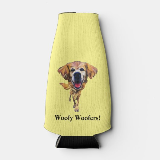 Funny Cartoon Golden Retriever Flessenkoeler Flesjeskoeler (Voorkant)