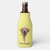 Funny Cartoon Golden Retriever Flessenkoeler Flesjeskoeler (Fles Voorkant)