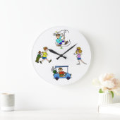 Funny Cartoon Golfers Clock Grote Klok (Huis)