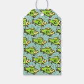 Funny Cartoon Green Fish Drawing Cadeaulabel (Voorkant)