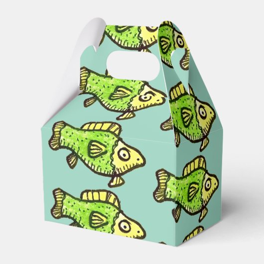 Funny Cartoon Green Fish Drawing Favor Boxes Bedankdoosjes (Achterkant)