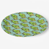 Funny Cartoon Green Fish Drawing Papieren Bordje (Gekanteld)