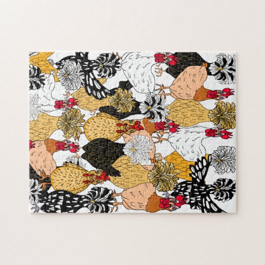 Funny Cartoon Hand Drawn Kickens Legpuzzel (Horizontaal)