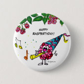 Funny Cartoon Happy Birthday Button Pin (Voorkant)