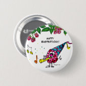 Funny Cartoon Happy Birthday Button Pin (Voorkant /achterkant)