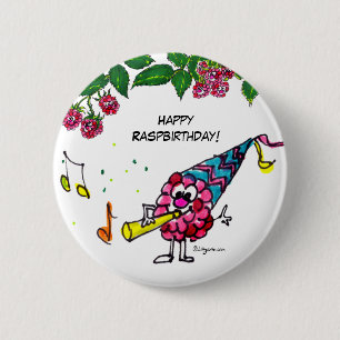 Funny Cartoon Happy Birthday Button Pin
