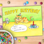 Funny Cartoon Happy Birthday Cat Briefkaart<br><div class="desc">Stuur deze schattige kistkaart om je favoriete kat een gelukkige verjaardag te wensen.</div>