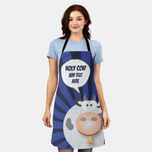 Funny Cartoon Heilige Koe All-Over Print Apron Schort