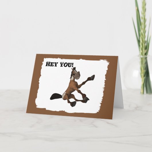 Funny Cartoon Horse Birthday Card Kaart (Voorkant)