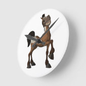 Funny Cartoon Horse Clock Ronde Klok (Hoek)
