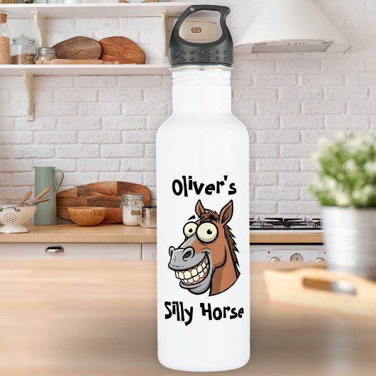 Funny Cartoon Horse Head with Big Smile Waterfles