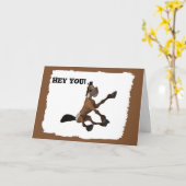 Funny Cartoon Horse Wenskaart Kaart (Gele Bloem)