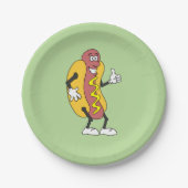 Funny Cartoon Hot Dog Borden Papieren Bordje (Voorkant)