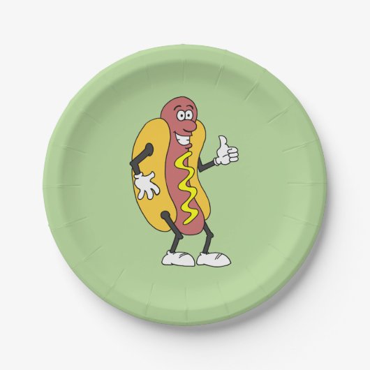 Funny Cartoon Hot Dog Borden Papieren Bordje (Voorkant)