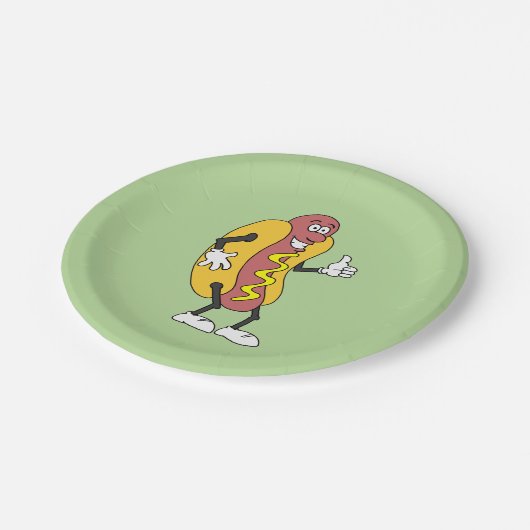 Funny Cartoon Hot Dog Borden Papieren Bordje (Gekanteld)