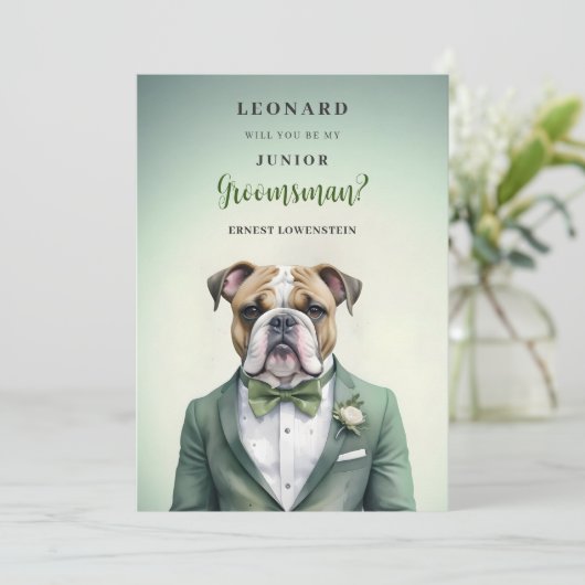 Funny Cartoon Humanoide Bulldog JR Groomsman (Staand voorkant)