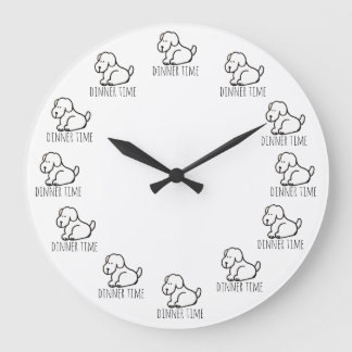 Funny Cartoon Hungry Dog Dinner Time Clock Grote Klok